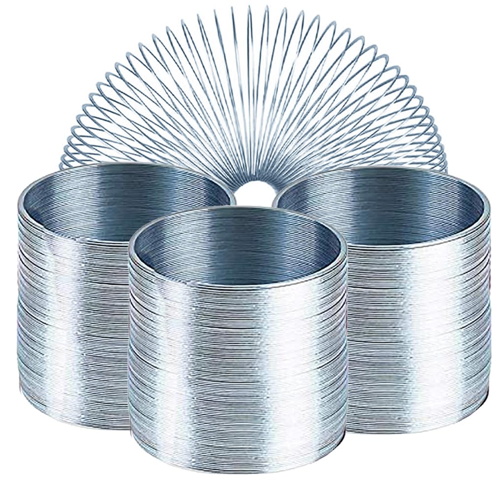 3-Pack Silver Metal Coil Spring Toys – 2.4 Inch Individually Boxed Party Favors by The Dreidel Company