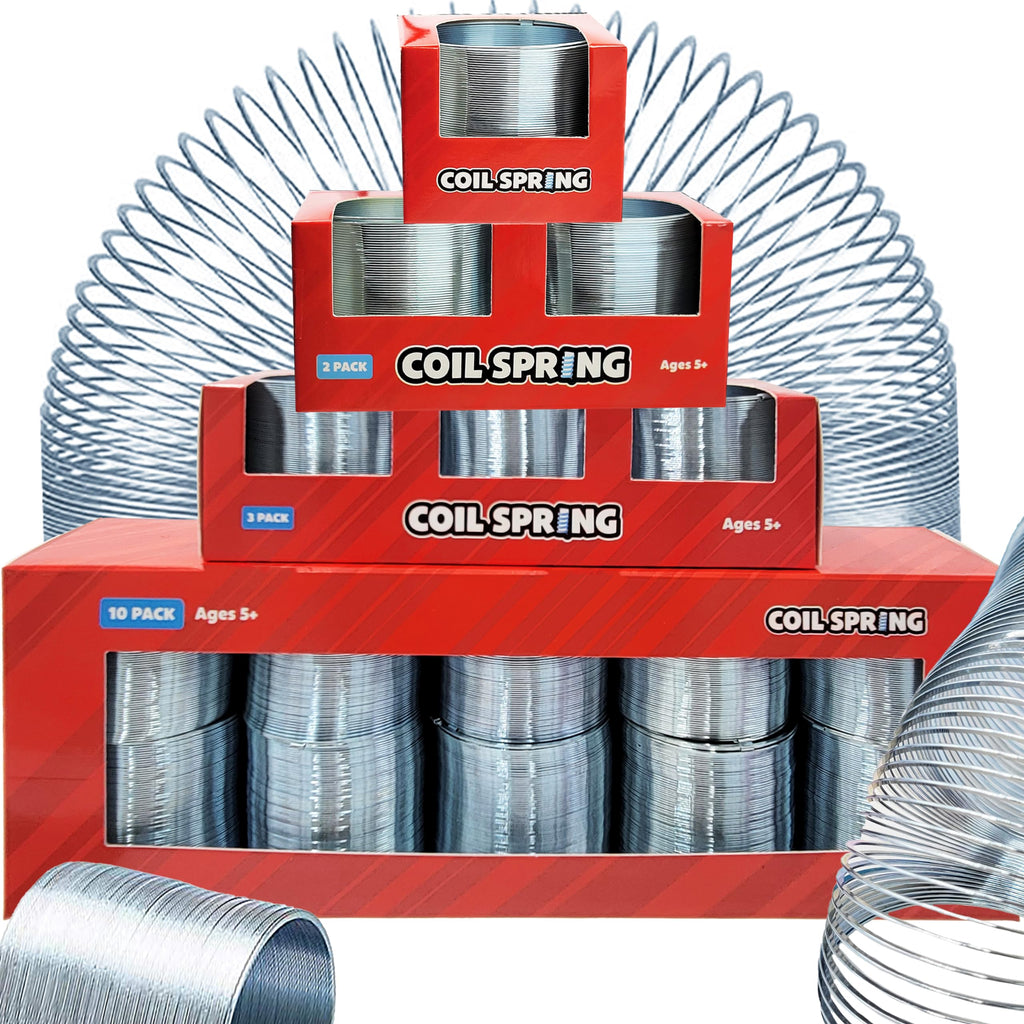 3-Pack Silver Metal Coil Spring Toys – 2.4 Inch Individually Boxed Party Favors by The Dreidel Company