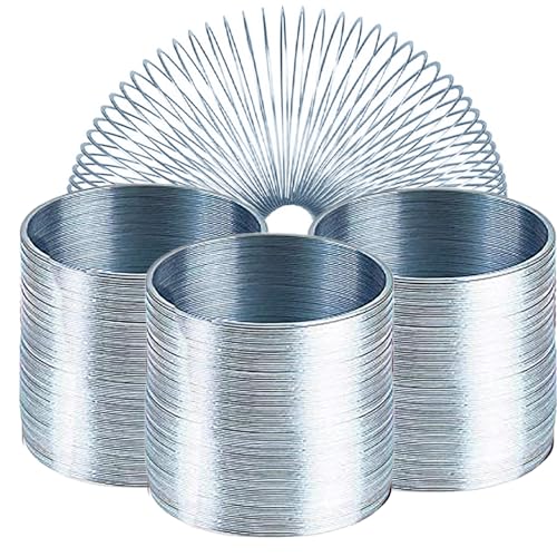 3-Pack Silver Metal Coil Spring Toys – 2.4 Inch Individually Boxed Party Favors by The Dreidel Company