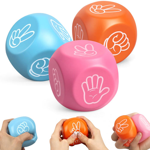3-Pack Soft Foam Dice – Quiet Squeeze Toy for Stress Relief, Games, and Travel (2.1-Inch EVA Foam Cubes)