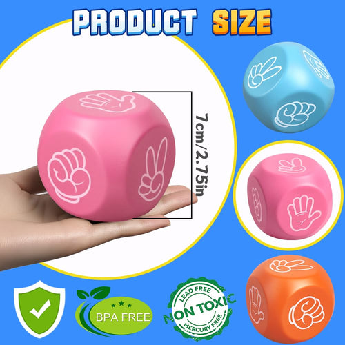 3-Pack Soft Foam Dice – Quiet Squeeze Toy for Stress Relief, Games, and Travel (2.1-Inch EVA Foam Cubes)