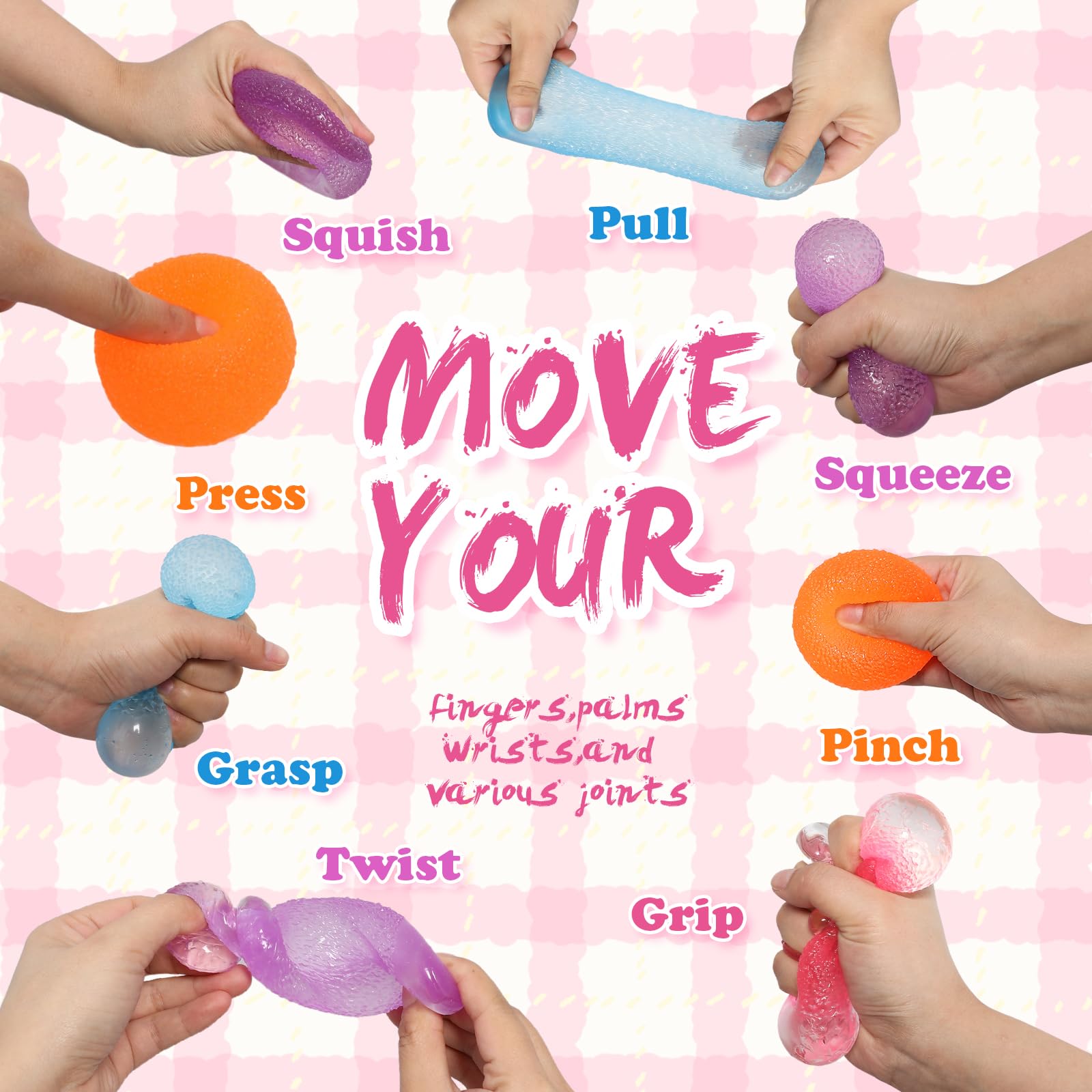 3-Pack Squishy Candy Stress Balls – Textured Sensory Fidget Toys for Kids and Adults