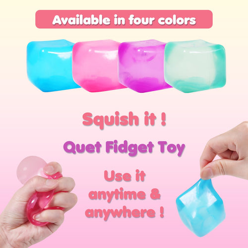3-Pack Stress Cube Squishy Balls – Fidget Toy for Adults & Kids, Slow Rise Sensory Toy (Pink, Purple, Blue)
