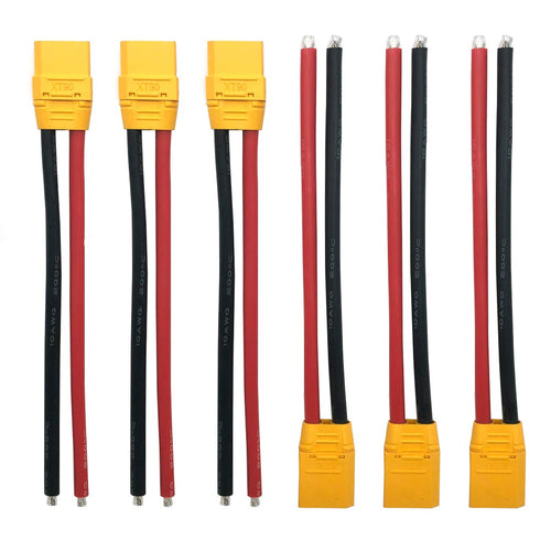 3 Pairs Amass XT90 Male/Female Connectors with 150mm 10AWG Silicone Wire for RC Batteries