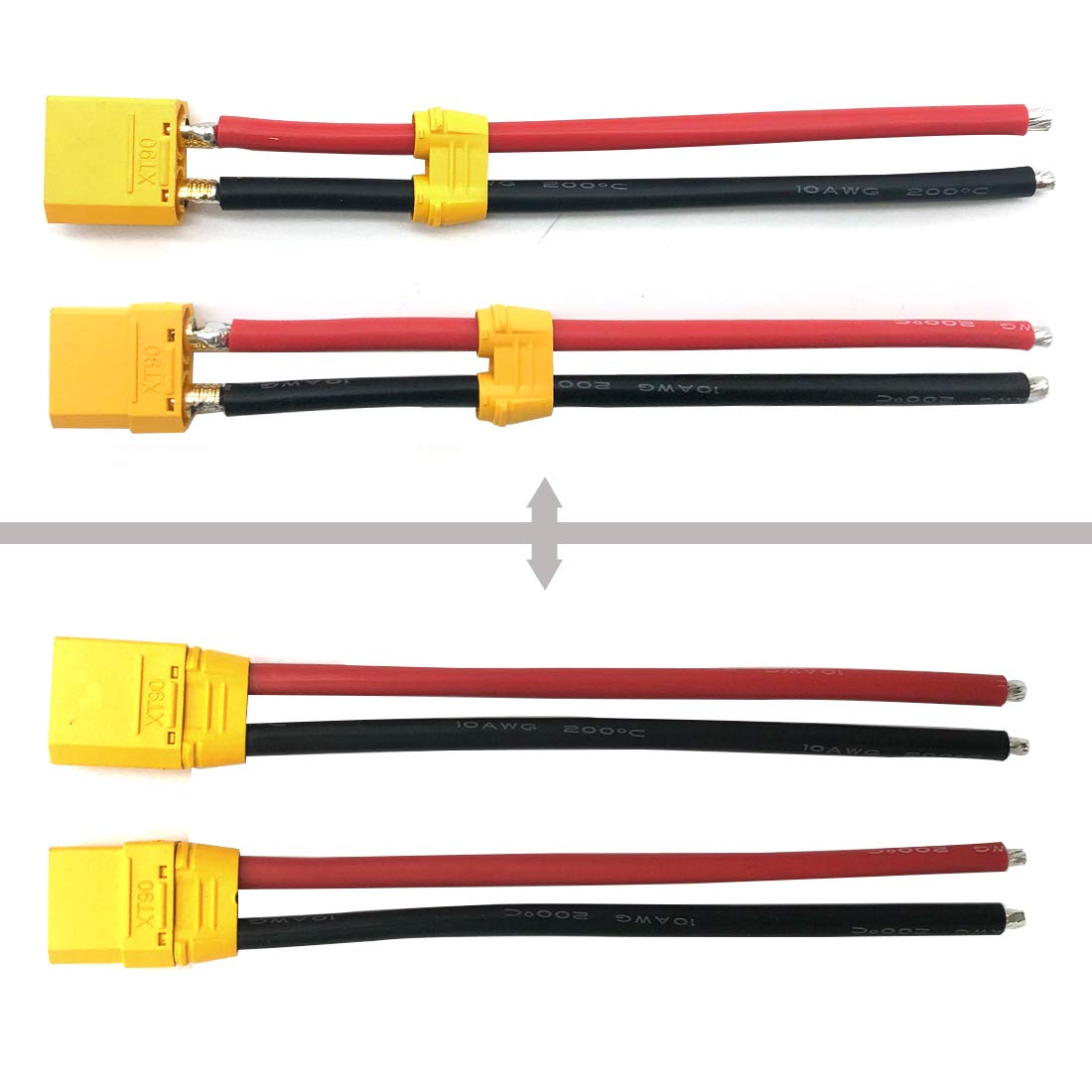 3 Pairs Amass XT90 Male/Female Connectors with 150mm 10AWG Silicone Wire for RC Batteries