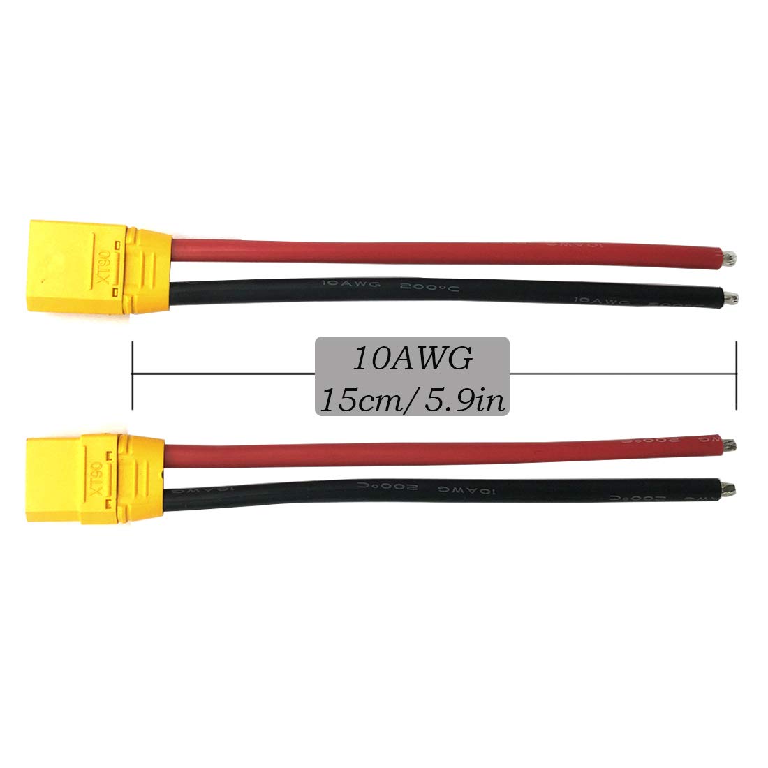 3 Pairs Amass XT90 Male/Female Connectors with 150mm 10AWG Silicone Wire for RC Batteries