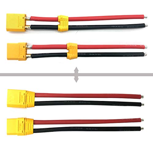 3 Pairs Amass XT90 Male/Female Connectors with 150mm 10AWG Silicone Wire for RC Batteries