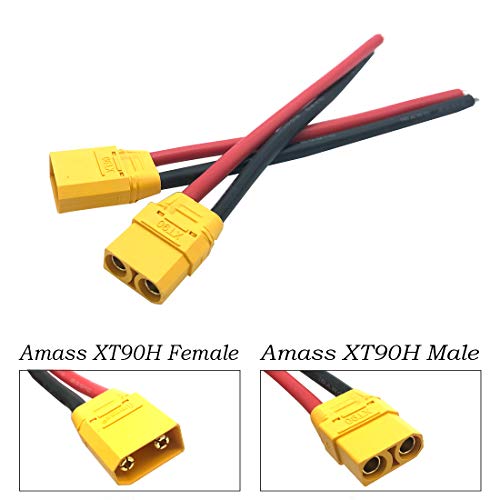 3 Pairs Amass XT90 Male/Female Connectors with 150mm 10AWG Silicone Wire for RC Batteries