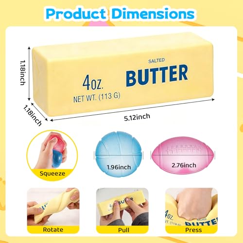 3-Piece Butter Squishy Toy Set - Slow Rising, Scented Stress Relief Fidget Toys for Kids and Adults