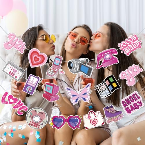 3-Piece Y2K Party Banner Set – Early 2000s Decorations with Retro Icons