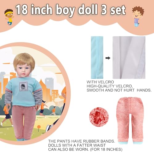 3 Sets 16 Inch Boy Doll Clothes: Plaid Jacket, Tuxedo, Sportswear Outfits for 15-18" Dolls