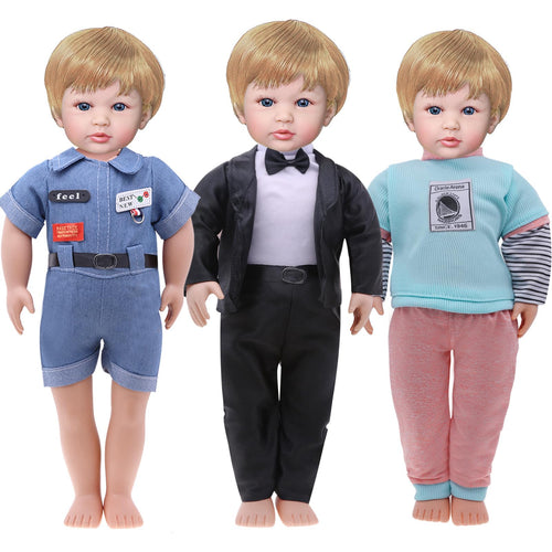 3 Sets 16 Inch Boy Doll Clothes: Plaid Jacket, Tuxedo, Sportswear Outfits for 15-18" Dolls