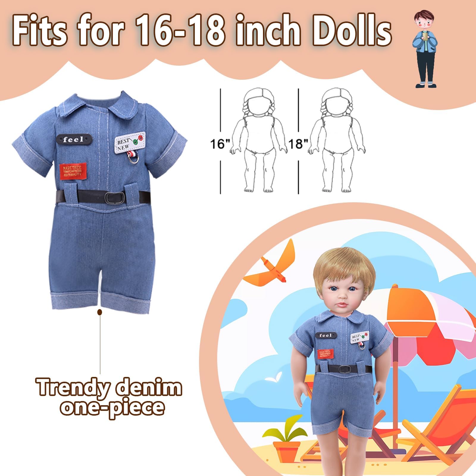 3 Sets 16 Inch Boy Doll Clothes: Plaid Jacket, Tuxedo, Sportswear Outfits for 15-18" Dolls