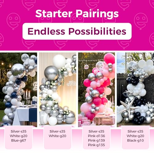 30-Pack 18-Inch Metallic Silver Balloons by Bezente – Large Chrome Latex with Ribbon for Weddings, Birthdays, and Graduations