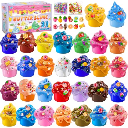 30-Pack Butter Slime Kit for Kids – DIY Scented Slime Toys, Non-Sticky & Stretchy, Party Favors & Gifts for Boys Girls Ages 6-12