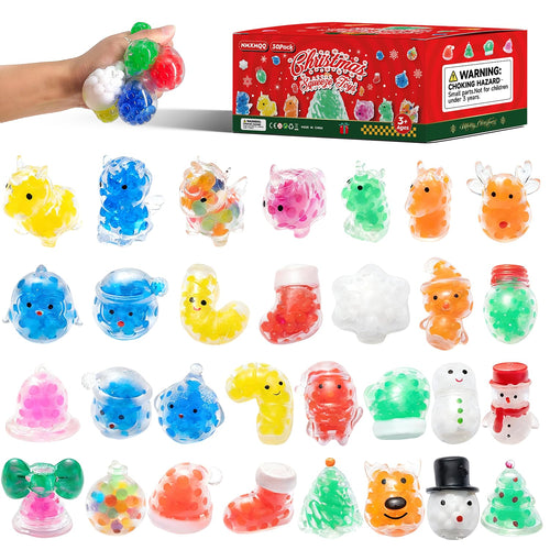 30 Pack Christmas Stress Balls - Squishy Fidget Toys for Adults, Bulk Party Favors