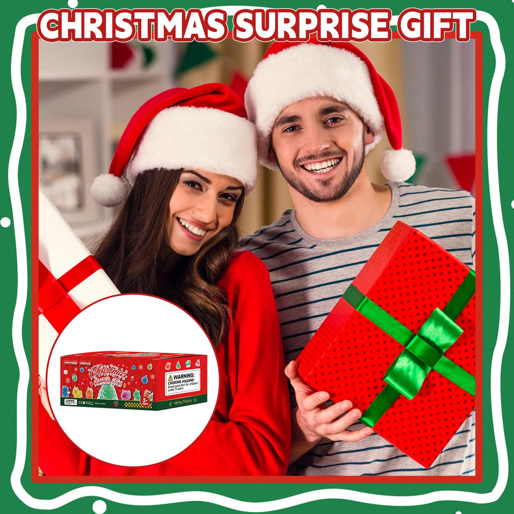 30 Pack Christmas Stress Balls - Squishy Fidget Toys for Adults, Bulk Party Favors