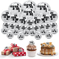30 Pack Disco Ball Cake Toppers - Silver Mirror Balls for 70s Retro Theme Parties (4 Sizes)