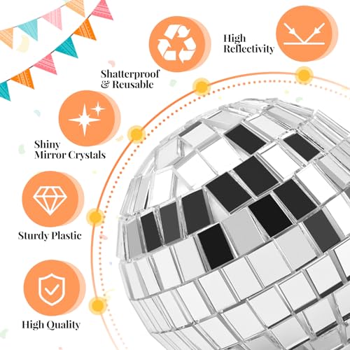 30 Pack Disco Ball Cake Toppers - Silver Mirror Balls for 70s Retro Theme Parties (4 Sizes)