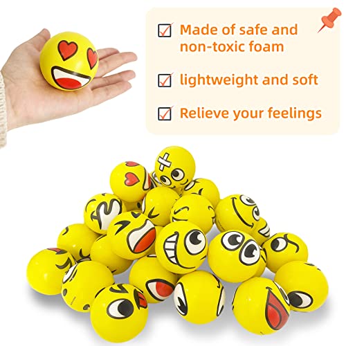 30 Pack Funny Face Stress Balls – 2.5 Inch Squeeze Balls for Stress Relief, Party Favors, and Gifts