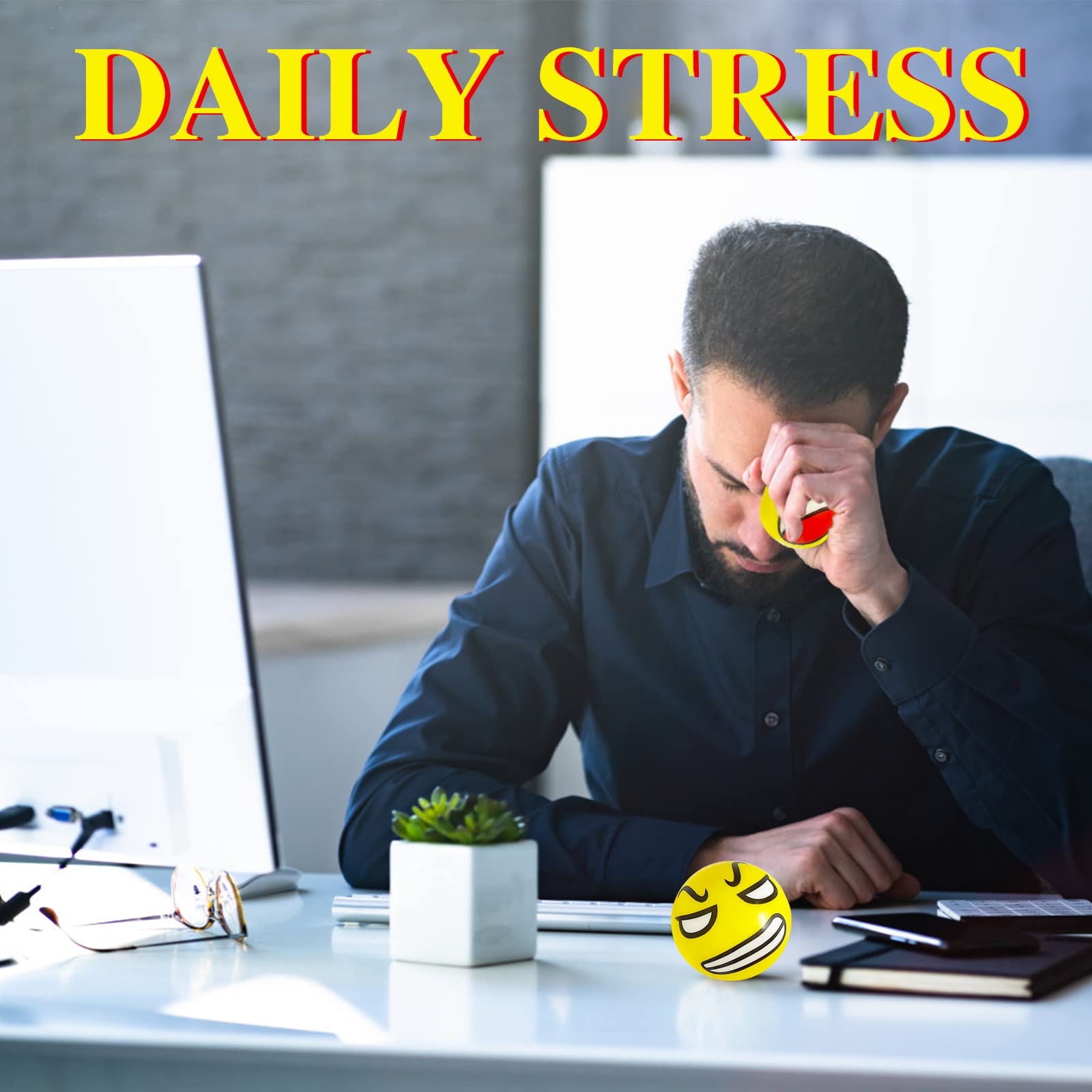 30 Pack Funny Face Stress Balls – 2.5 Inch Squeeze Balls for Stress Relief, Party Favors, and Gifts