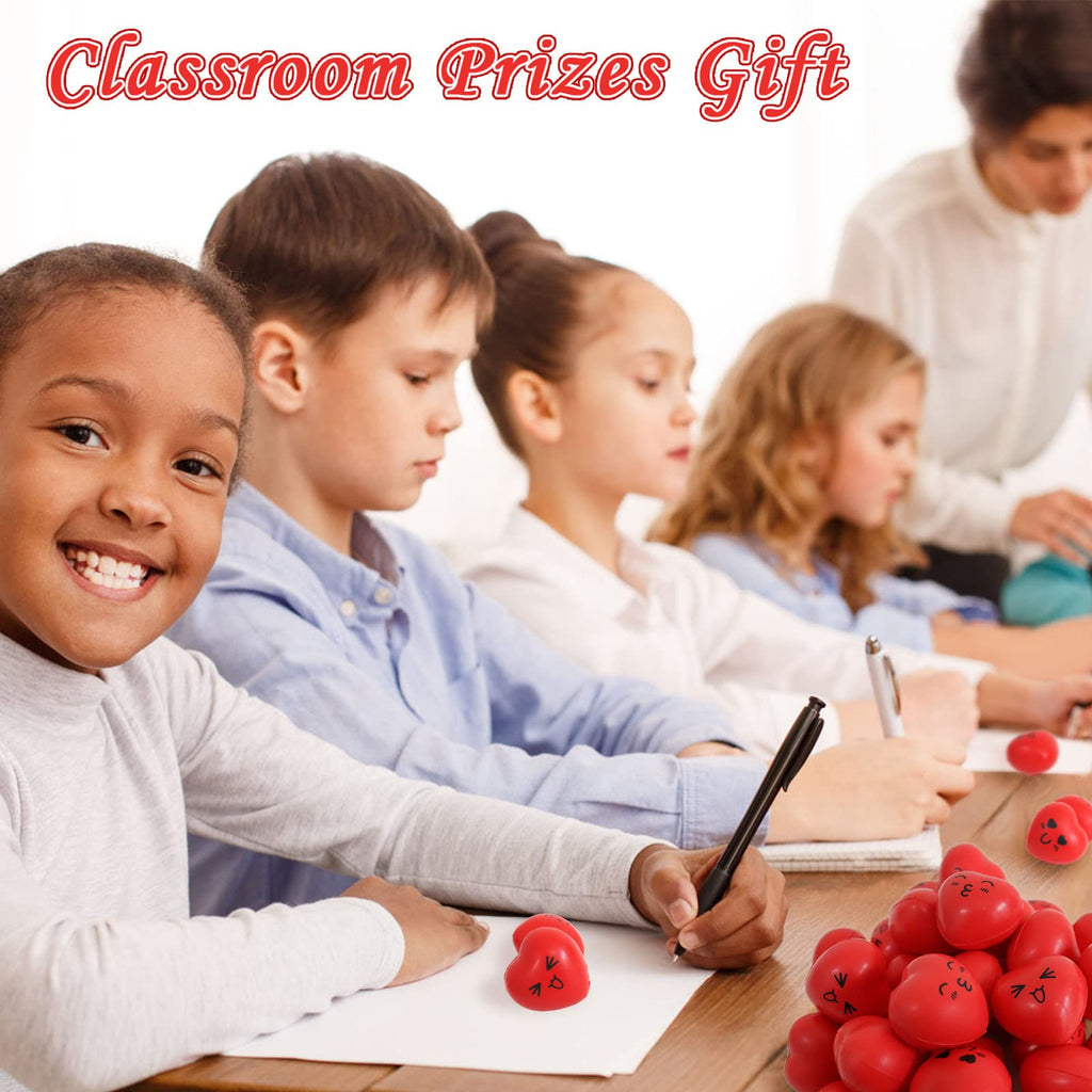 30-Pack Mini Heart Stress Balls with Smiley Faces - 1.5 Inch Foam Squeeze Toys for Party Favors, Classroom Prizes