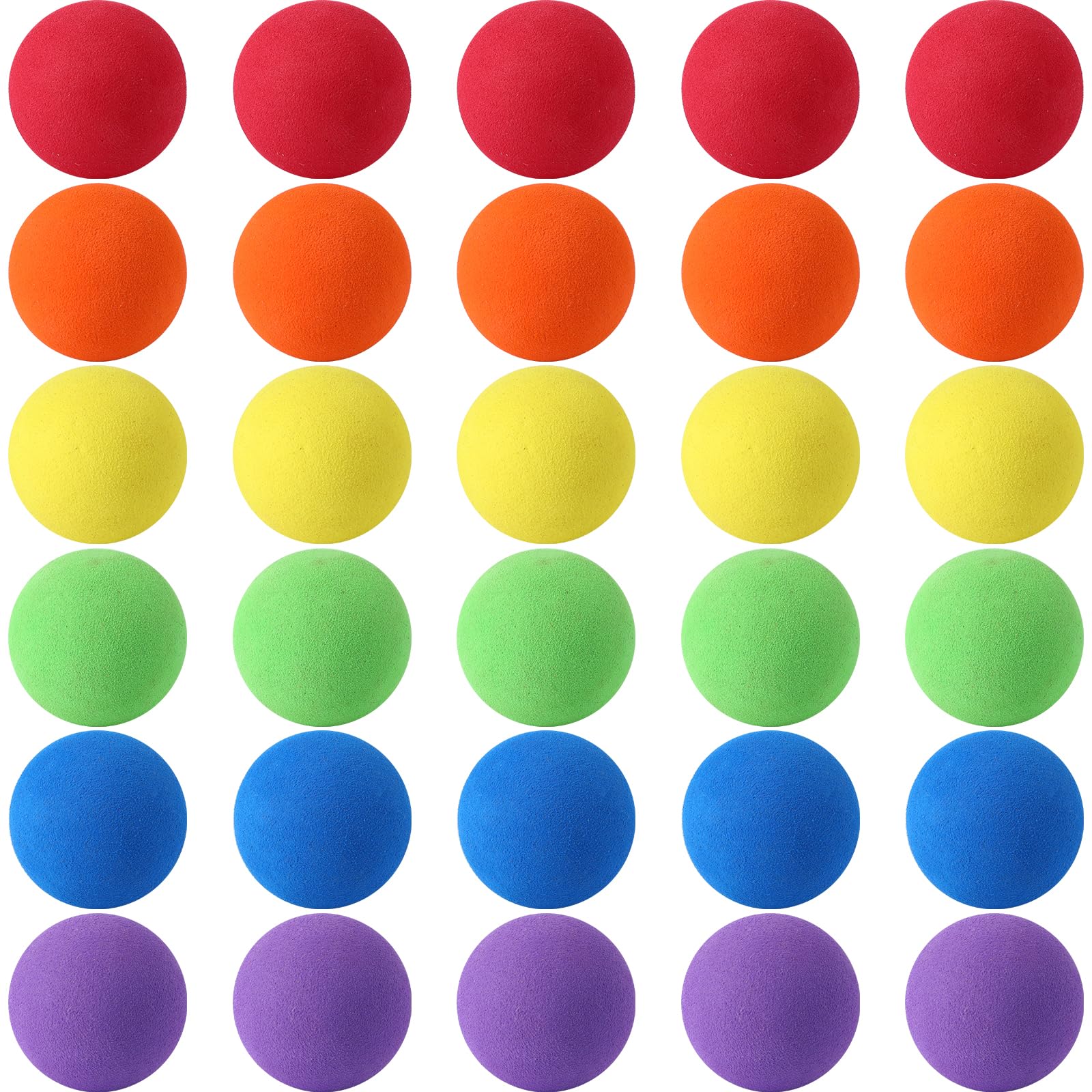 30 Pack Mini Soft Foam Balls - 1.57 Inch Lightweight Play Balls for Crafts, Party Favors, and Indoor Games