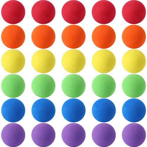 30 Pack Mini Soft Foam Balls - 1.57 Inch Lightweight Play Balls for Crafts, Party Favors, and Indoor Games