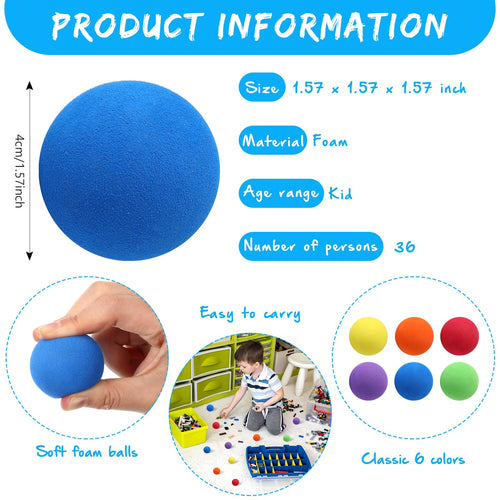 30 Pack Mini Soft Foam Balls - 1.57 Inch Lightweight Play Balls for Crafts, Party Favors, and Indoor Games