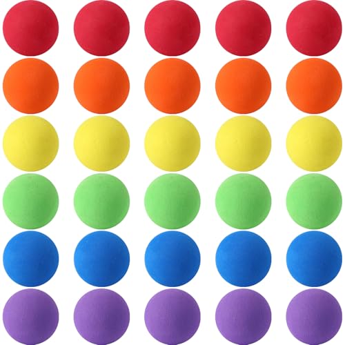 30 Pack Mini Soft Foam Balls - 1.57 Inch Lightweight Play Balls for Crafts, Party Favors, and Indoor Games