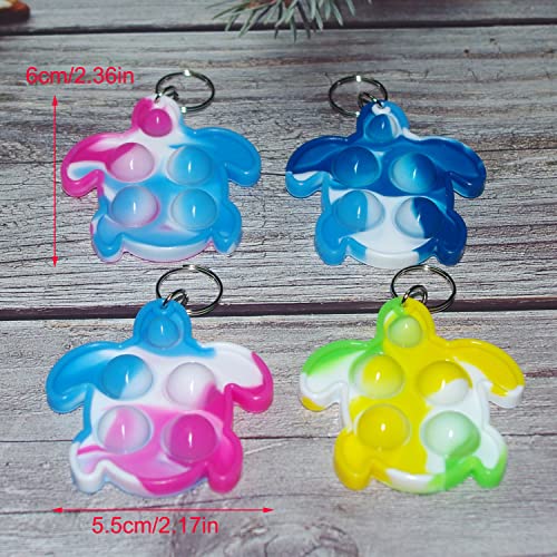 30-Pack Rainbow Turtle Pop Fidget Keychain Toys – Bulk Set for Kids, Party Favors, Stress Relief