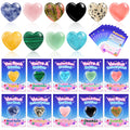30 Pack Valentine Hearts Gemstones Cards Goodie Bags for Kids School Exchange