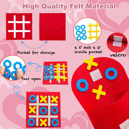 30 Pack Valentine's Day Cards with Tic Tac Toe Board Games for Kids Classroom Exchange