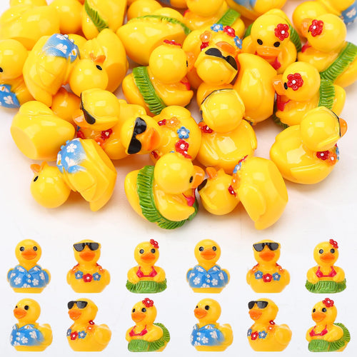 30 Pcs Summer Beach Resin Ducks – Hawaii Mini Duckies for Pool Party Cruise Bathtub Decor (3 Styles)