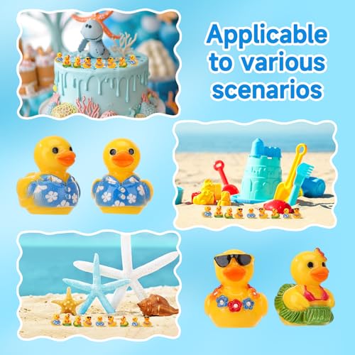30 Pcs Summer Beach Resin Ducks – Hawaii Mini Duckies for Pool Party Cruise Bathtub Decor (3 Styles)