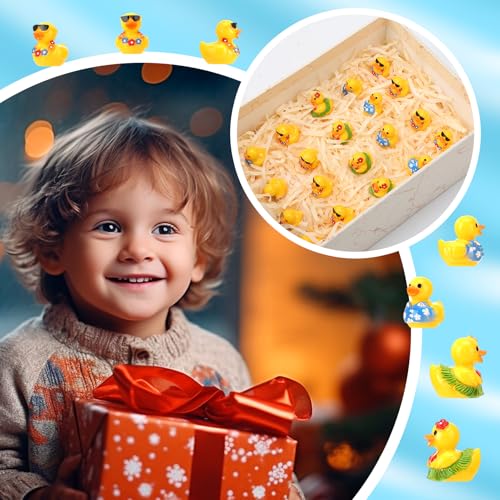 30 Pcs Summer Beach Resin Ducks – Hawaii Mini Duckies for Pool Party Cruise Bathtub Decor (3 Styles)