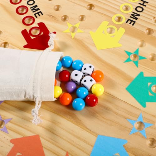 30-Piece 14mm Replacement Marbles Set for Wahoo and Aggravation Board Games – Includes 6 Dice and Storage Bag