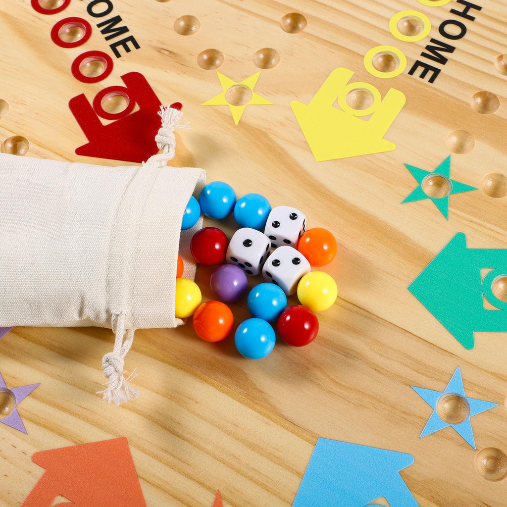 30-Piece 14mm Replacement Marbles Set for Wahoo and Aggravation Board Games – Includes 6 Dice and Storage Bag
