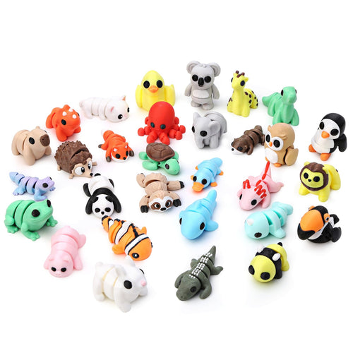 30-Piece 3D Printed Articulated Animal Set – Mini Flexible Fidget Toys for Desk Decor, Party Favors