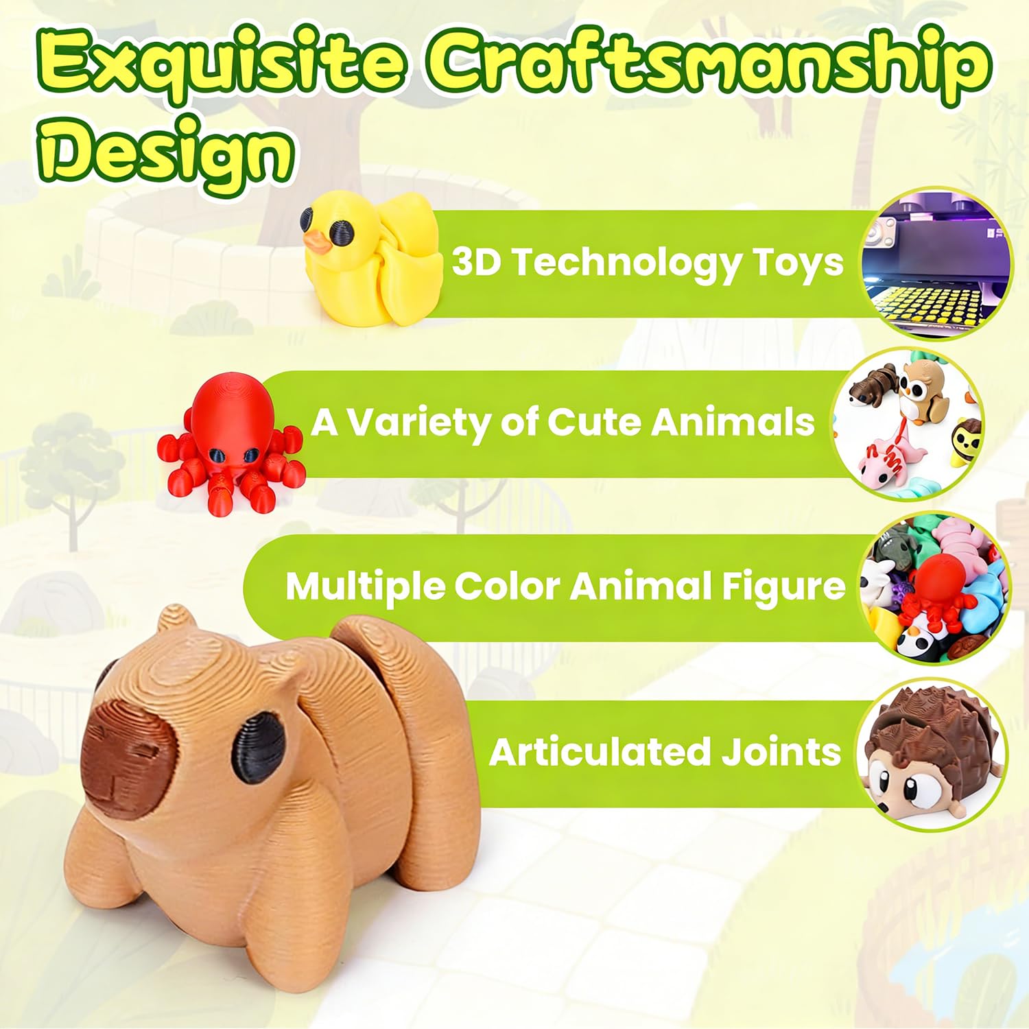 30-Piece 3D Printed Articulated Animal Set – Mini Flexible Fidget Toys for Desk Decor, Party Favors