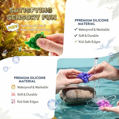 30-Piece Dinosaur Pop Keychain Fidget Toy Bulk Set - BicMan