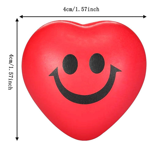 30-Piece Heart Stress Balls – Mini Smile Squeeze Balls for Party Favors and Valentine's Day Gifts (3 Colors)