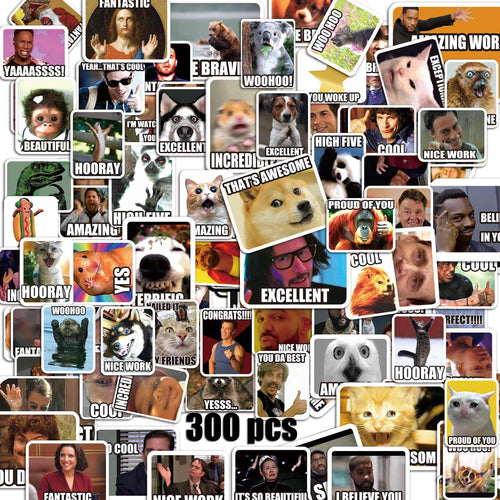 300 Funny Meme Stickers – Vinyl Sheets, Easy Peel, No Repeats, Water-Resistant for Laptops & Water Bottles