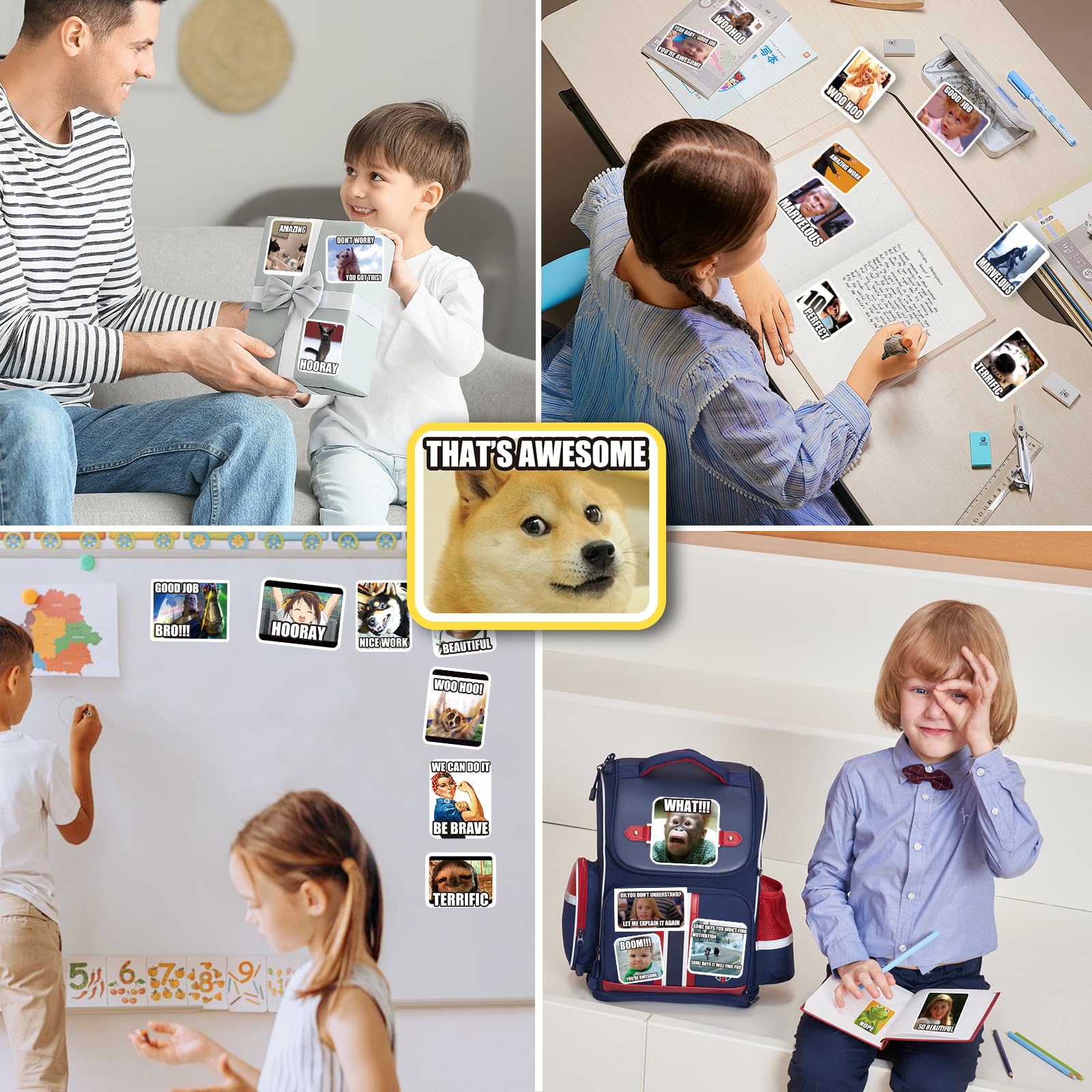 300 Funny Meme Stickers – Vinyl Sheets, Easy Peel, No Repeats, Water-Resistant for Laptops & Water Bottles