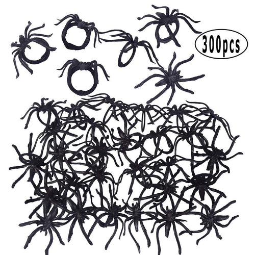 300-Pack Halloween Spider Rings for Kids Party Favors – 1.96-Inch Plastic Rings Bulk for Costume Accessories & Decor