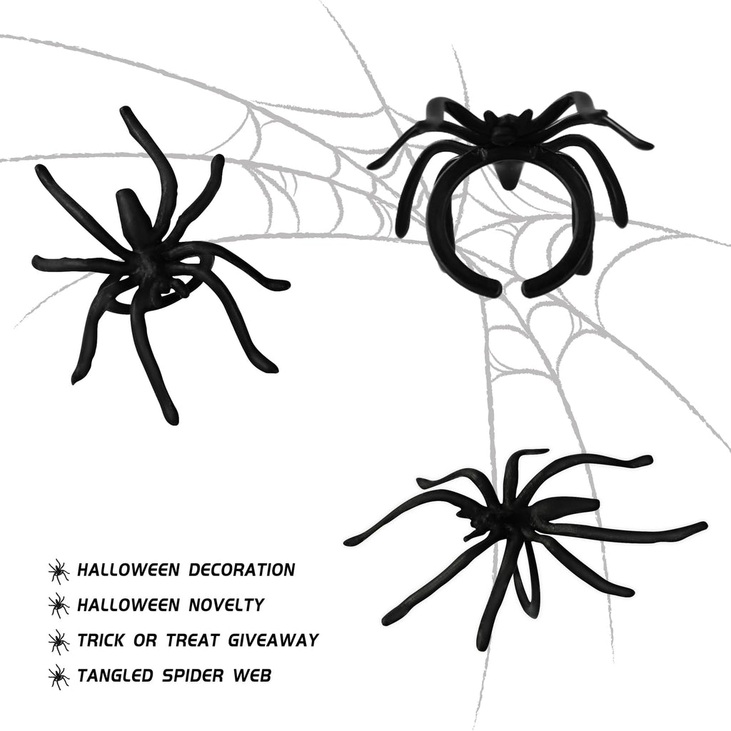 300-Pack Halloween Spider Rings for Kids Party Favors – 1.96-Inch Plastic Rings Bulk for Costume Accessories & Decor