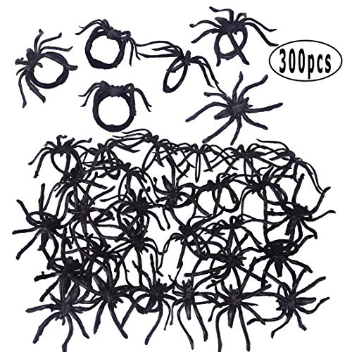 300-Pack Halloween Spider Rings for Kids Party Favors – 1.96-Inch Plastic Rings Bulk for Costume Accessories & Decor