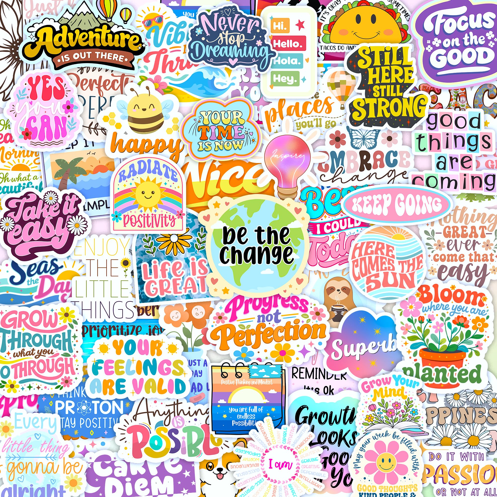 300 PCS Holographic Affirmation Stickers – Motivational Quotes for Kids, Teachers, and Classroom – Waterproof PVC Decals for Laptops, Water Bottles, and Scrapbooks