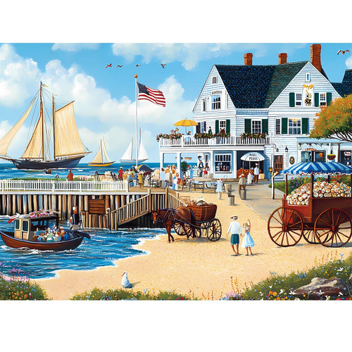 300-Piece White Villa Jigsaw Puzzle by WSCXSC – Challenging Adult Puzzle with Seaside Party Scene, 20.5x15 Inches, Recycled Cardboard