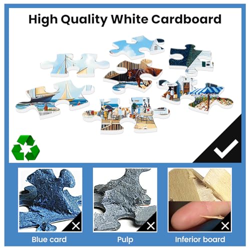 300-Piece White Villa Jigsaw Puzzle by WSCXSC – Challenging Adult Puzzle with Seaside Party Scene, 20.5x15 Inches, Recycled Cardboard